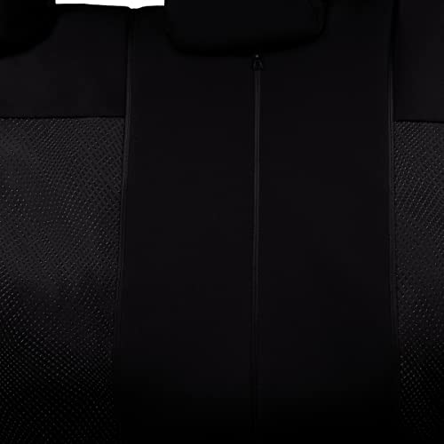 Flying Banner Car Seat Covers Full Set Universal fit Most Car,Truck,SUV and Van Comfortable Airbag Compatible Jacquard & Polyester (Full Set - Low Back, Black Gray Thread) - color: Black Gray Thread