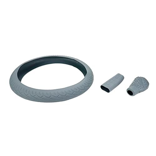 Modengzhe Steering Wheel Hand Brake Lever and Shift Knob Silicone Cover Kit, 3D Oval Anti-Slip Design Protective Case (Grey) - color: Grey