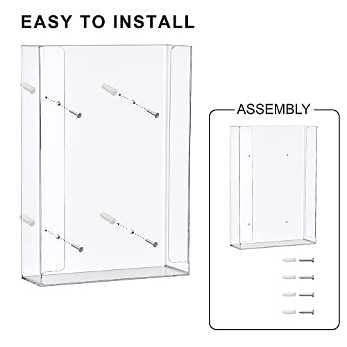 Amazing Abby Acrylic Glove Box Holder, Wall-Mounted Glove Dispenser, Floating Glove Box Organizer, Large Size (for 3 Boxes), 10.5" W x 15.0" H x 3.5" D (Mounting Hardware Included) - size: Large (for 3 Boxes)