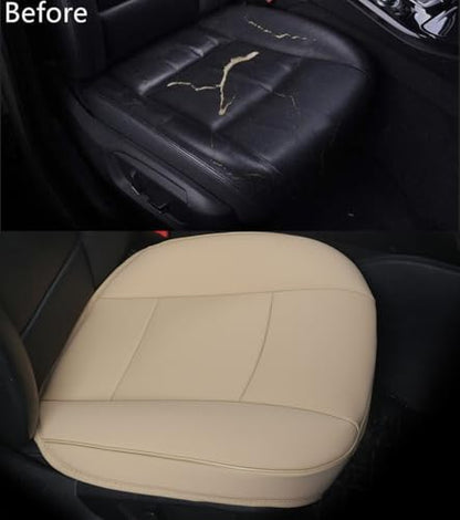 Luxury PU Leather Car Seat Cover Protector Front Car Seat Cover Seat Bottom Cover Single Seat Cover-Compatible with 90% Vehicles (Width 20.8× Deep21 × Thick 0.2 inch) (Beige) - color: Beige
