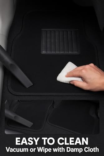 Black Universal Carpet Auto Floor Mats 4 Piece