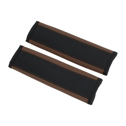 Black Brown Seat Belt Cover Pad Faux Leather 24cm Seatbelt Strap Cushion Shoulder Padding 2 Pcs - color: Black,Brown