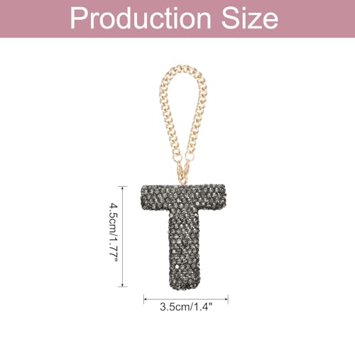 MECCANIXITY Bling Car Letter Charm, Initial T Letter Interior Car Rear View Mirror Decoration Hanging Crystal Ornaments for Women Bags Water Cup DIY Craft, Gray - style: T Letter