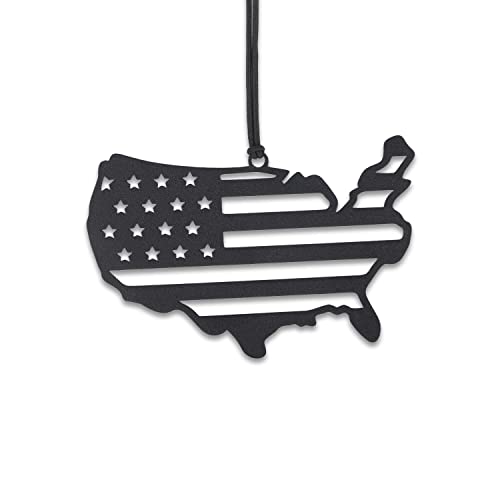 Monssa Eagle Metal Rear View Mirror Accessorie - Black, American Flag Sign Siluette, Lightweight, Powder Coated, Unisex, Indoor, 1 Count - style: American Flag Sign Siluette