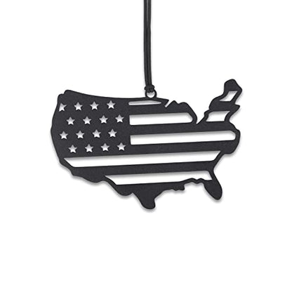 Monssa Eagle Metal Rear View Mirror Accessorie - Black, American Flag Sign Siluette, Lightweight, Powder Coated, Unisex, Indoor, 1 Count - style: American Flag Sign Siluette