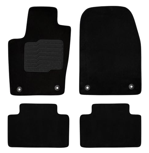 ecoMats Carpet Floor Mats for Fit for 2016 to 2021 Jeep Grand Cherokee / 2016 to 2024 Dogde Durango (2nd Row Bench Seat Only), Driver Non-Slip Heel Pad, Safety Locks, Front and Rear, Black
