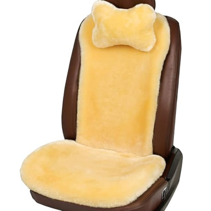 OGLAND Fluffy Cozy Fur Sheepskin Universal Car Seat Cover for Auto Fuzzy Seat Cushion Accessories Automobiles (3 Pack Front, Golden Yellow) - color: Golden Yellow