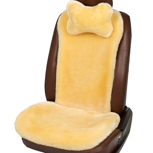OGLAND Fluffy Cozy Fur Sheepskin Universal Car Seat Cover for Auto Fuzzy Seat Cushion Accessories Automobiles (3 Pack Front, Golden Yellow) - color: Golden Yellow