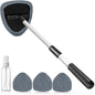 desin Windshield Cleaning Tool, Car Window Cleaner Windshield Cleaner with 4 Reusable and Washable Microfiber Pads and Extendable Handle Auto Inside Glass Wiper - color: Gray