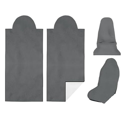 2 Pack Car Seat Towel Covers, Sweat Protector for Front Seats, Premium Thickened Microfiber with Elastic Strap, Breathable & Quick Dry, Machine Washable Cover for Gym Running Beach Universal Fit Grey - color: Grey