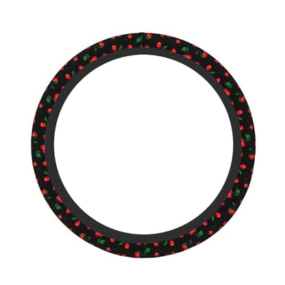 Delicious Cherry Elastic Steering Wheel Cover Non-Slip Breathable Steering Wheel Protector Fit Auto, Suvs, Truck - color: Delicious Cherry