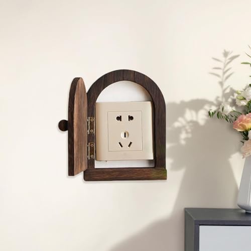 Wood Door Outlet Cover Light Switch Cover Plate Frame, Dustproof, Receptacle Plate Protector, Dark Brown
