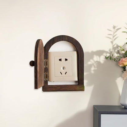 Wood Door Outlet Cover Light Switch Cover Plate Frame, Dustproof, Receptacle Plate Protector, Dark Brown