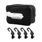 Car Tissue Holder, PU Leather Backseat Rectangle Napkin Organizer Tissue Box Cover Keep Car Tidy, Tissues Dispenser with 4 Hooks for Cars (COLOR:Black)