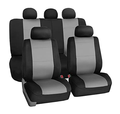 FH Group Waterproof Neoprene Car Seat Covers Full Set – Universal Fit Front & Split Bench Rear Seat Covers, Airbag Compatible Automotive Seat Protectors for Cars, SUVs & Vans, Gray - color: Gray, style: Full Set