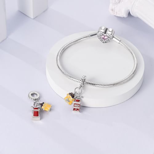 NARMO Charms for Bracelets 925 Sterling Silver Star Dangle Charms Car Keys Lipstick Dangle Charm Beads for Women Bracelets Necklace - color: Coffee Machine