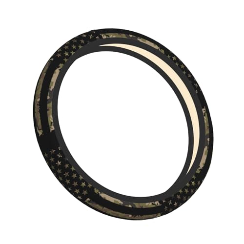 Camo American Flag Neoprene Steering Wheel Cover for Men Women Anti-Slip Elastic Steering Wheel Protective Cover 15in Universal Car Accessories Fit Cars, SUVs, Auto - color: Camo American Flag
