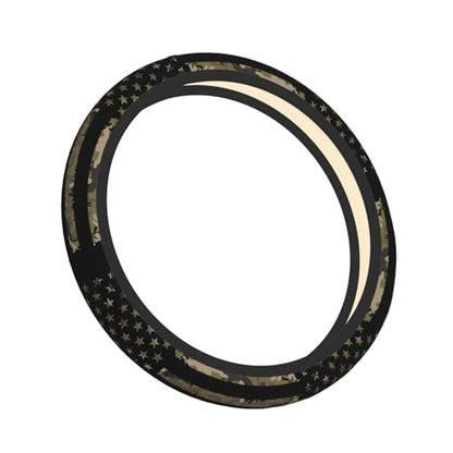 Camo American Flag Neoprene Steering Wheel Cover for Men Women Anti-Slip Elastic Steering Wheel Protective Cover 15in Universal Car Accessories Fit Cars, SUVs, Auto - color: Camo American Flag