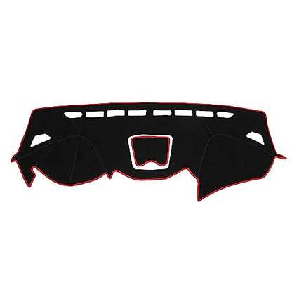 Dashboard Cover Compatible for Hyundai Santa Fe 2013-2018, Non-Slip Polyester Black Red Dash Cover Mat Dash Board Protector Cover - color: Red