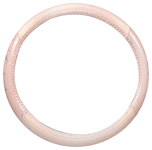 Carbella Pink Holo Bling Steering Wheel Cover, Standard 15 Inch Size Fits Most Vehicles, Cute Shiny Crackle Car Steering Cover with Holographic Foil Glitter Like Detail, Car Accessories for Women - color: Pink