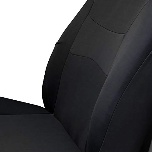 FH Group Light & Breezy Flat Cloth Cars Seat Covers Combo Steering Wheel Cover & Seat Belt Pads, Airbag and Split Rear Universal Fit Interior Accessories Cars Trucks SUV 7 Seater Three Row Set Black - color: Black