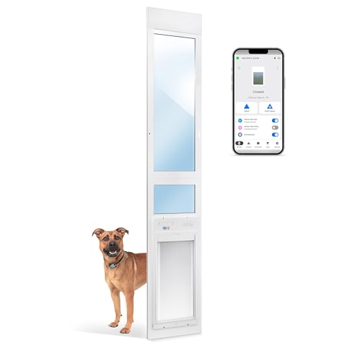 Power Pet Roll Up Automatic Electronic WiFi Pet Door by High Tech Pet - Space-Saving, Pet Operated Dog Door, App Control, Safe, Secure, Air Tight (Patio Tall - 92½-96, Medium) - color: Patio Tall - 92½-96, size: Medium