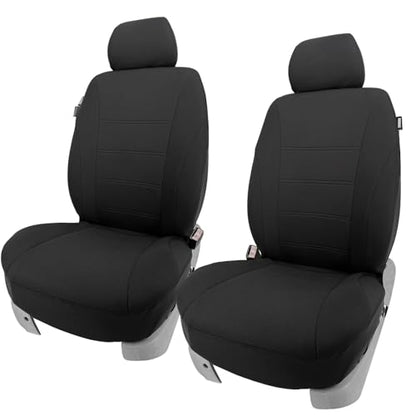 Champlus Car Seat Covers, Durable Breathable Mesh 2 Front Bucket Seat Covers, Universal Fit Automotive Sedan Cars, SUVs, Trucks, Mini Vans, Airbag Compatible, Easy to Install, Black - color: Black/Black