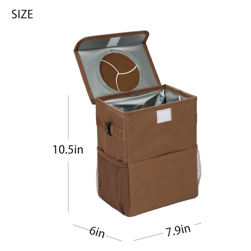 AOKJOY Car Garbage can with lid Leak Proof Vehicle Trash Can 3 Storage Pockets Hanging Waterproof car Trash Bag for SUV Brown - color: brown