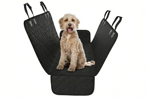 Black Standard Dog Car Hammock Back Seat Cover, Waterproof Backseat Cover Protector for Truck Bench Rear of Sedans or SUVs, Essential Pet Supplies Vacuum or Wipe Clean, Machine Washable - color: Black, size: Standard (53" x 56")