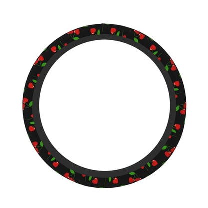 Cherry Hearts Elastic Steering Wheel Cover Non-Slip Breathable Steering Wheel Protector Fit Auto, SUVs, Truck - color: Cherry Hearts