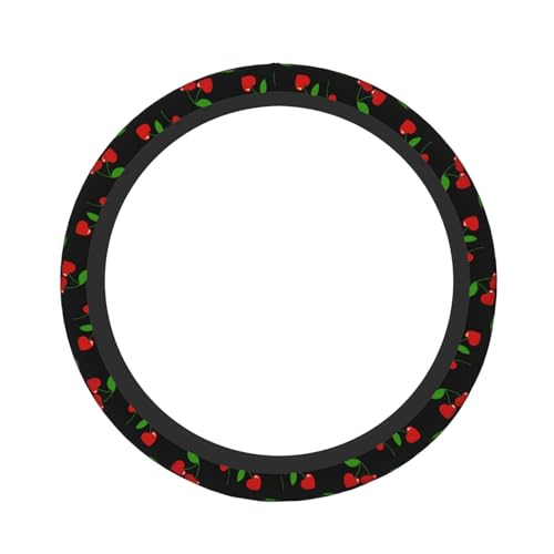 Cherry Hearts Elastic Steering Wheel Cover Non-Slip Breathable Steering Wheel Protector Fit Auto, SUVs, Truck - color: Cherry Hearts