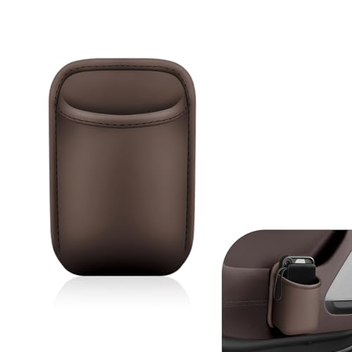 Large Car Door Cup Holder, Leather Waterproof Seat Side & Rear Hanging Water Bottle Holder with Elastic Clip, Universal Interior Organizer for Car, SUV, Trunk (Brown) - color: Brown