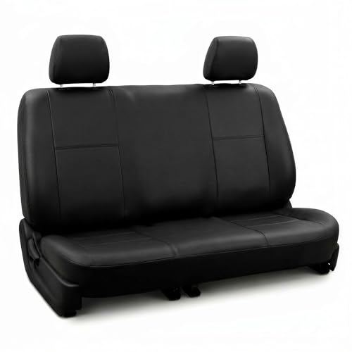 FH Group Classic PU Leather Split Bench Car Seat Cover – Universal Fit for Cars Trucks & SUVs (Black)