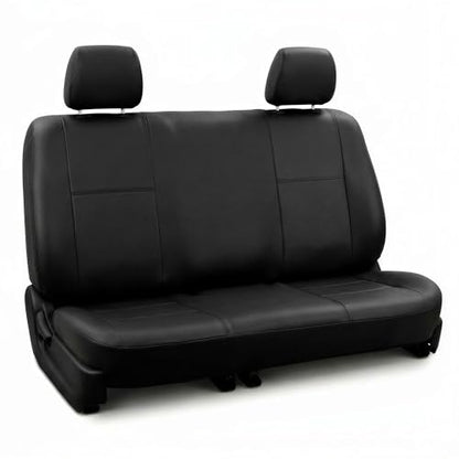 FH Group Classic PU Leather Split Bench Car Seat Cover – Universal Fit for Cars Trucks & SUVs (Black) - color: Black, size: Rear Set