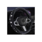 Bling Leather Steering Wheel Cover, Diamond Crystal Rhinestones Sparkly Steering Wheel Protector for Women Girls Soft Breathable Non-Slip Universal Fit 15" Car Accessories - Black - color: Black