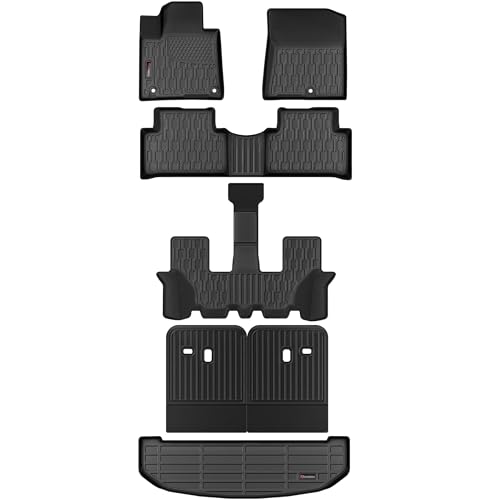 Floor Mats & Cargo Liner for 2021-2025 2026 Kia Sorento 6&7 Seats (not for Hybrid), Full Set All Weather Protection 1st,2nd,3rd Row Car Liners,Backrest Mat & Trunk Mat,Black - style: 2021-2025 2026 Kia Sorento 6&7 Seats (Fit Gas)