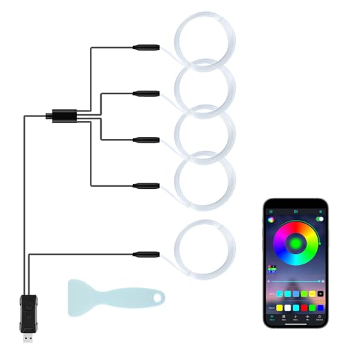 Smart Car LED Interior Lights with USB Port, LED Strip Fiber Optic Lights, Wireless App Control, Sync to Music, Car Accessories Gifts for Women and Men, 5 in 1 - size: 5 in 1- App Control