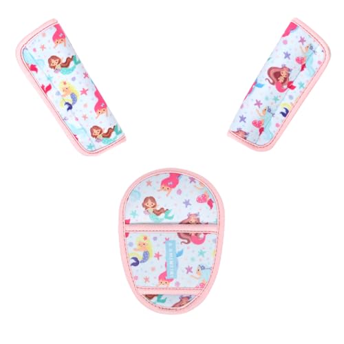 3 Pieces Car Seat Straps Pads for Kids, Ultra Soft Plush Car Seat Strap Covers for Kids, Carseat Shoulder Pad, Hip Support for Car Seats, Pushchair, Stroller.(Mermaid World) - color: Mermaid World