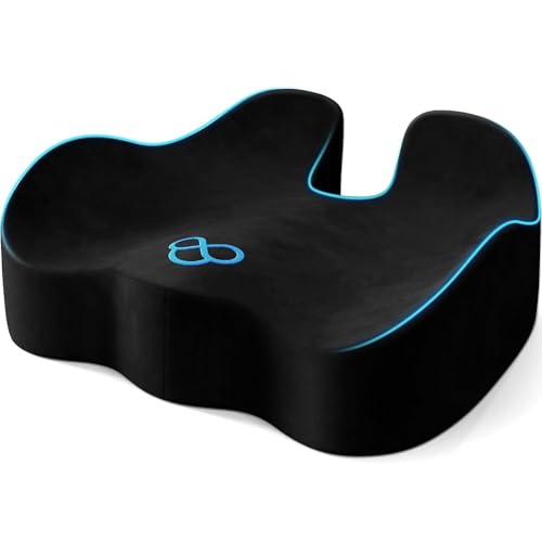 Seat Cushion, Memory Foam Chair Cushions for Tailbone/Sciatica Easing, Chair Pillow with Handles for Car, Office Chair Cushion with Non-Slip Design, Ideal for Post-Surgery Recovery(Black) - color: Black, size: Large