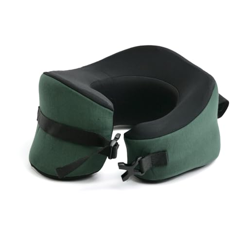 C CUSHION LAB Travel Pillow, Award-Winning Patented Ergonomic Design for Chin & Neck Support Memory Foam Neck Pillow, Compact Airplane Pillow for Traveling, Flight, Car (Hunter Green, Large) - color: Hunter Green, size: Large