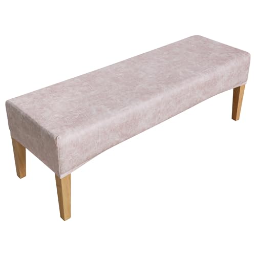 FORCHEER Dining Bench Cover Innovative Imitation Leather Fabric Bench Slipcover for Living Room Washable Ottman Cover Seat Protector for Bedroom, Kitchen(Beige) - color: Innovative Imitation Leather Fabric-beige