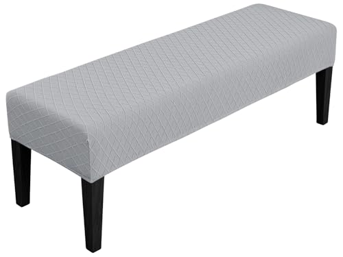 SPRINGRICO Stretch Dining Bench Cover, Removable Bench Slipcover Washable Bench Seat Protector Rectangle Bench Cover for Dining Room, Living Room, Bedroom, Kitchen (S2-Silver Gray) - color: S2-silver Gray