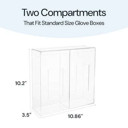 Dual Hygiene Dispenser Station - Clear Acrylic - Glove Dispenser with Dust-Free Lid - Wall-Mount & Tabletop Glove Holder - Sanitation Station & Mask Container & Hairnet Holder - size: Double
