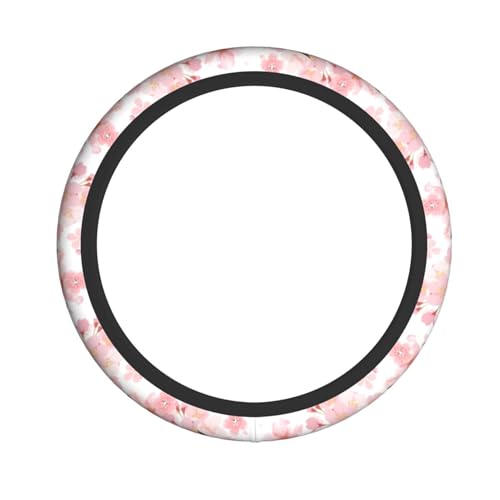 Pink Cherry Blossom Steering Wheel Cover - Beautiful Bsakura Steering Wheel Car Accessories Universal 15 Inch Cute Steering Wheel Cover Girls Women Men Anti Slip Breathable Wheel Cover Protector - color: Pink Cherry
