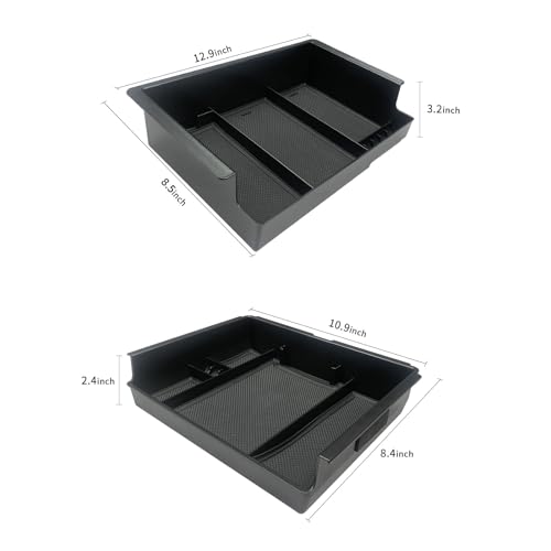 Xaido 2PCS Center Console Organizer Compatible with 2014 2015 2016 2017 2018 Chevy Silverado/GMC Sierra 1500/2500/3500 HD Accessories Console Armrest Box Storage Tray, Full Console w/Bucket Seats ONLY