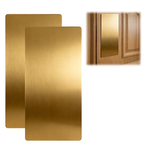 Cat & Dog Door Protector from Scratching, Stainless Steel Self-Adhesive Kick Plate, Heavy Duty, Interior/Exterior Door Guard, Brushed Gold - 8"×16" 2 Pack - color: Brushed Gold, size: 8" x 16"