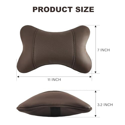 2 Pack Car Neck Pillow PU Leather Automotive Headrest Pillow for Car Support Neck Pain Relief Universal Car Pillow (Brown) - color: Brown