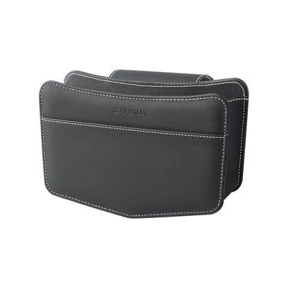 Car Trash Can Small Leather Vehicle Trash Bin Car Dustbin Garbage Organizer Holder with Trash Bag Foldable Mini Cars Storage Bag Container for Auto SUV Van Trucks (Black,Glovebox Hanging)