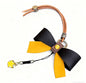 Oil Wax Testure Leather Bow Bag Charm, Bow Cute Car Rear View Mirror Hanging Ornament. Accessories Pendant Ornaments with Gold Bell, for Women,Man,Driver. (Black&Yellow)
