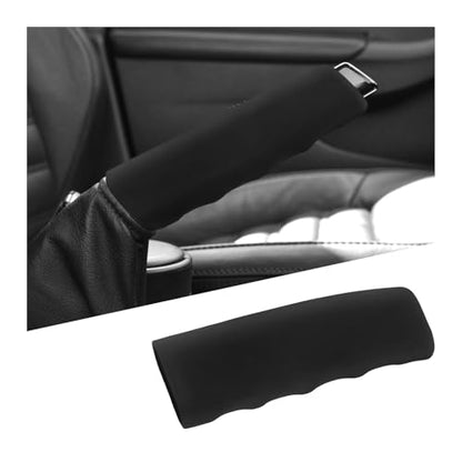 Car Handbrake Cover, Waved Shaped Auto Hand Brake Protector Comfortable Handle Grip Cover, Anti-Slip Silicone Parking Brake Lever Protector Decorative Sleeve for Most Cars (Black)